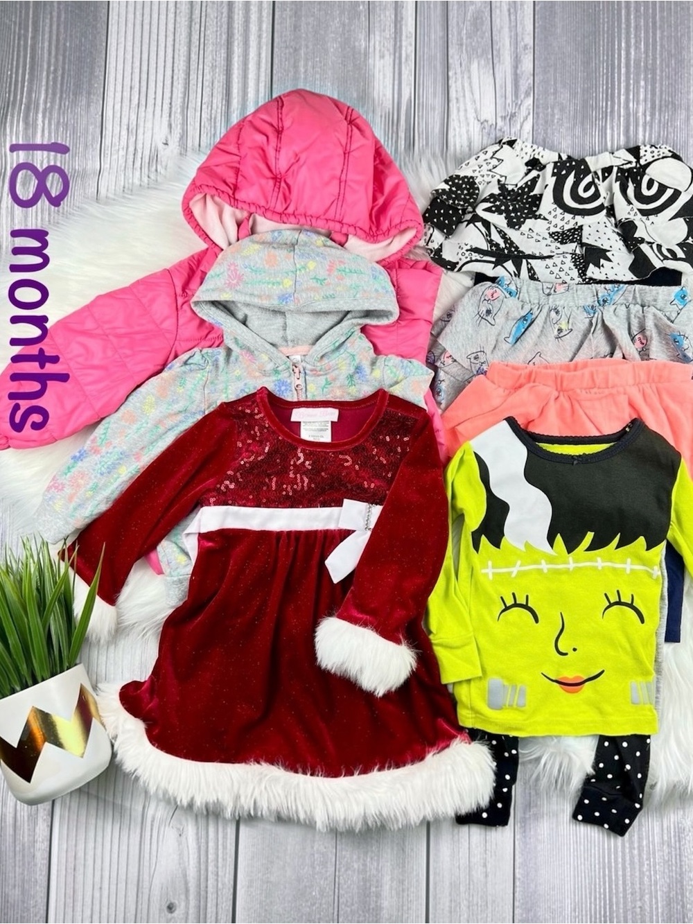 Uniqlo Carters Bonnie Baby Girls Clothes Lot 18M 8pc Halloween Holiday Jacket